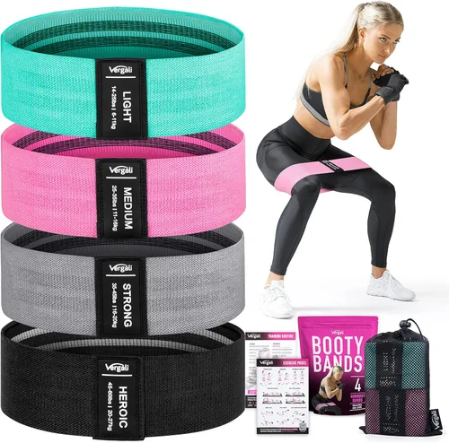 Bandas de resistencia para entrenar con guía de bandas de entrenamiento. 4 bandas de entrenamiento para mujeres y hombres, bandas elásticas de tela