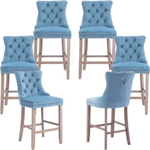 Miniatura 57 de Juego de 2 taburetes de bar giratorios de altura de mostrador, modernos taburetes de bar para isla de cocina, taburetes de bar grises con respaldo