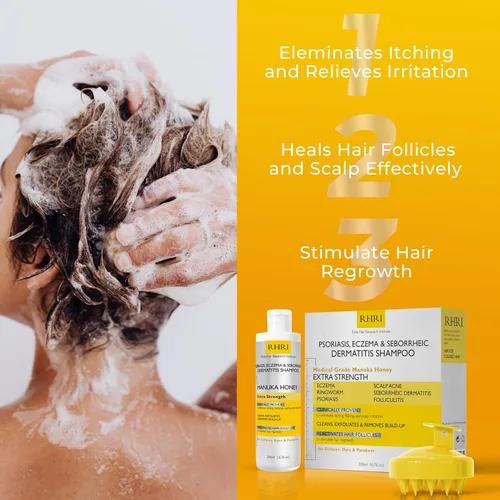 Miniatura 5 de Rida Hair Research Institute Champú para Psoriasis para Hombres y Mujeres Tratamiento del Cuero Cabelludo con Picazón con Miel de Manuka Ideal