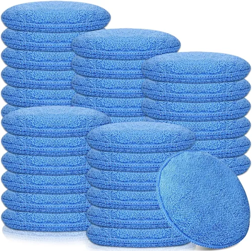 Miniatura 9 de Tanlade 50 almohadillas de microfibra para detalles de automóvil, aplicador de cera, almohadillas de microfibra de lavado, 5 pulgadas de diámetro