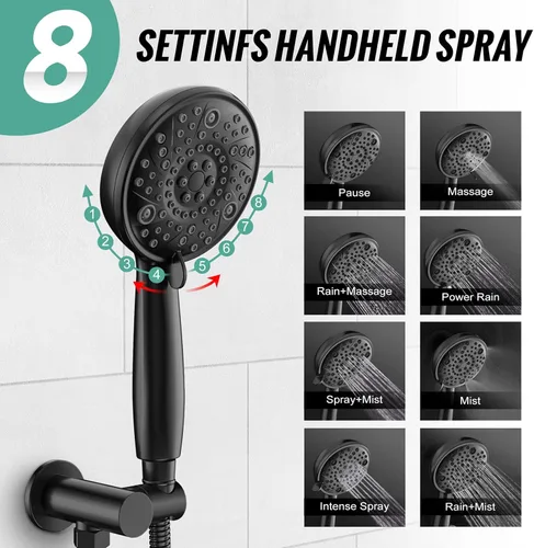Miniatura 5 de SR SUN RISE Grifo de ducha – Sistema de cabezal de ducha multifuncional de alta presión de 8 pulgadas con accesorios de cabezal de ducha de mano