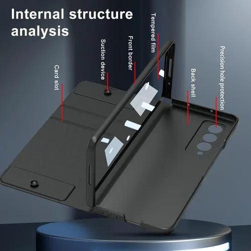 Miniatura 4 de Funda protectora de cuerpo completo para Samsung Galaxy Z Fold4 5G con ranura para S Pen, funda protectora de cuerpo completo antiarañazos de cuero