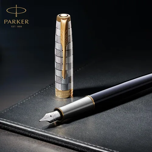 Miniatura 6 de Parker Sonnet 1931495 - Pluma estilográfica, color negro, con punta media y ribete dorado