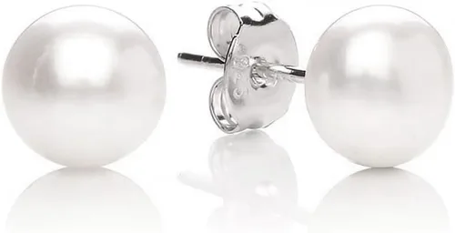Miniatura 3 de MABELLA Pendientes de botón de plata de ley 925 AAA auténticos cultivados de agua dulce con perlas blancas y perlas para regalar a las mujeres