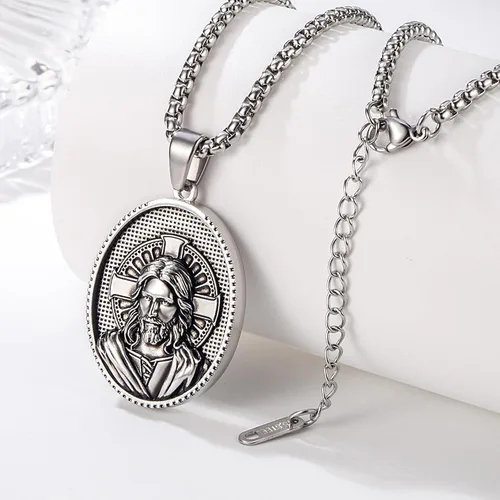 Miniatura 2 de Collar de patrón de santo, San Miguel/Virgen María/Rafael/Judá/Cristóbal/Benedicto/José/Patricio/Francisco/Florián/Tomás/Antonio, acero inoxidable