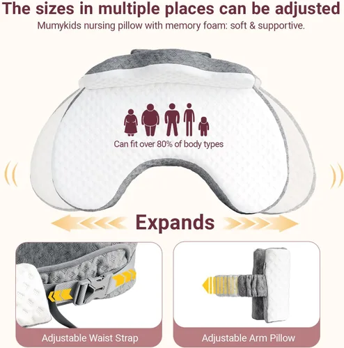 Miniatura 7 de Almohada de lactancia elevada con almohada de brazo, almohada ergonómica de seguridad de espuma viscoelástica para lactancia materna, correa