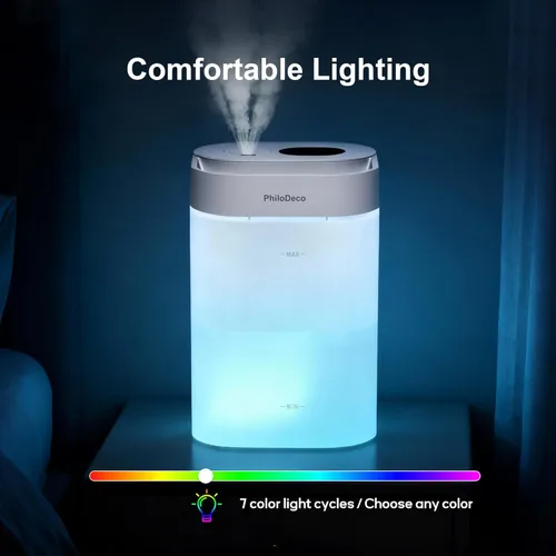 Miniatura 7 de PHILODECO Humidificador de niebla fría de 4.5L para dormitorio, habitación del bebé y plantas – Ultrasónico, silencioso, con difusor de aroma, luz