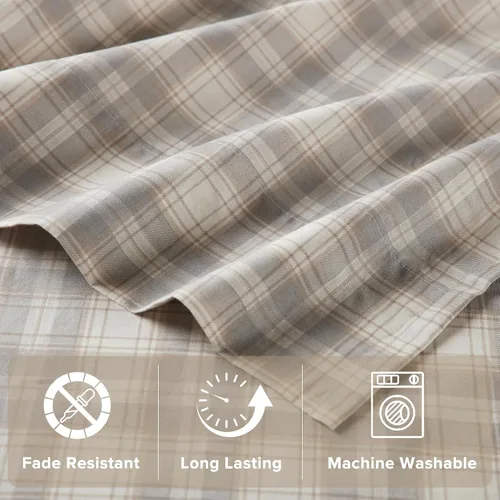 Miniatura 26 de Comfort Spaces Sábanas 100% algodón tamaño King, transpirables, naturalmente frescas, sábanas de algodón suave con bolsillo elástico de 14 pulgadas