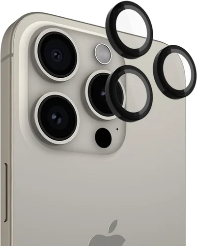 Miniatura 7 de Pelican - Protector de lente de cámara con anillos de aluminio para iPhone 15 / iPhone 15 Plus - Vidrio templado 9H - Resistente a los arañazos