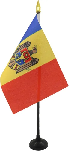 Miniatura 55 de AZ FLAG Bandera de mesa de Albania de 4 x 6 pulgadas - Bandera de escritorio albanesa 5.9 x 3.9 in - Tapa de lanza dorada