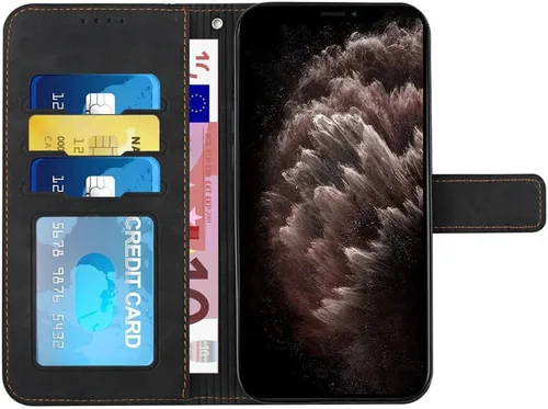 Miniatura 3 de Funda tipo cartera para Xiaomi Redmi Note 11, Redmi Note 11 Funda con tarjetero Funda de cuero con función atril Protección completa magnética Negro