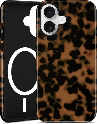 Miniatura 51 de Jusy Compatible con MagSafe Brown Tortoise Shell Print Phone Case para iPhone 7/8/SE, funda protectora magnética de lujo de TPU suave