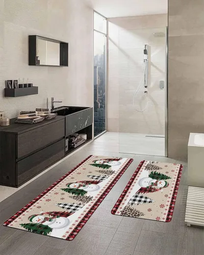 Miniatura 2 de Tapete de baño de Navidad para bañera, antideslizante, de secado rápido y absorbente, tierra de diatomeas, fregadero, dormitorio, cocina, lavable
