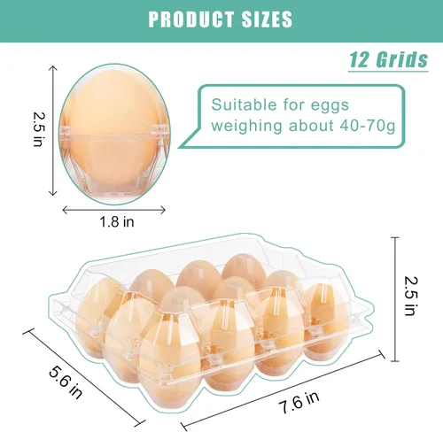 Miniatura 5 de SINLUCESCE 100 Paquetes de Cajas de Huevos Baratos a Granel, Plásticas para 12 Huevos, Cajas de Huevos Transparentes de 3 * 4 Cuadrículas, Perfectas