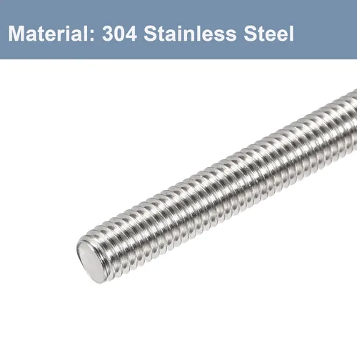 Miniatura 3 de Varilla y pernos totalmente roscados M6 x 9.843 in, varillas de rosca derecha de acero inoxidable 304, paso de rosca M6-1 para pernos de anclaje