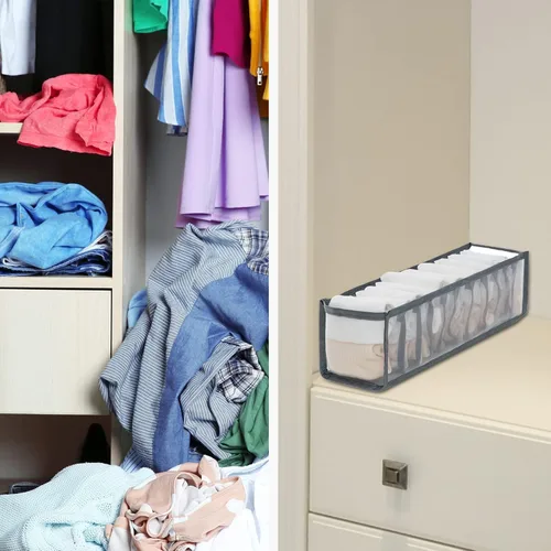 Miniatura 5 de Cosmos 2 organizadores de ropa plegables para armario, cajones de ropa de malla transpirable, caja organizadora de ropa para calcetines, ropa