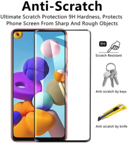 Miniatura 4 de Protector de pantalla de cobertura completa para Samsung Galaxy A21, 2 unidades, de alta transparencia de seda negra resistente a los arañazos