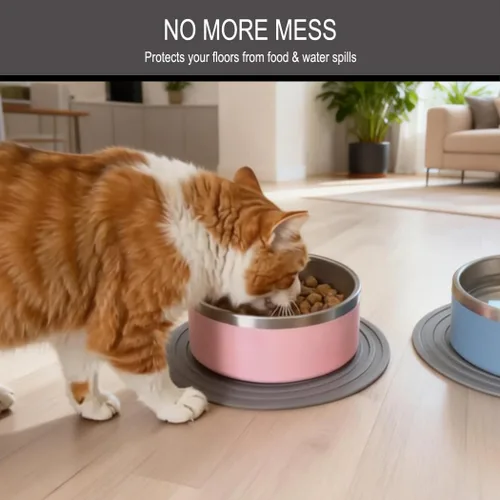 Miniatura 2 de Paquete de 2 tapetes de silicona para comida de mascotas, tapete de goma pequeño para tazón de gato, tapete de comida para gatos, mantel individual