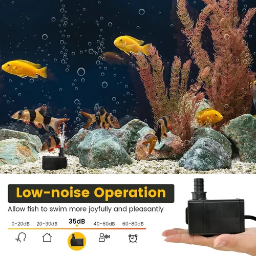 Miniatura 4 de Goplus Bomba de agua sumergible de 383 GPH (1450 L/H, 30 W), bomba de agua ultra silenciosa con elevación de 8.2 pies de alto, cable de alimentación