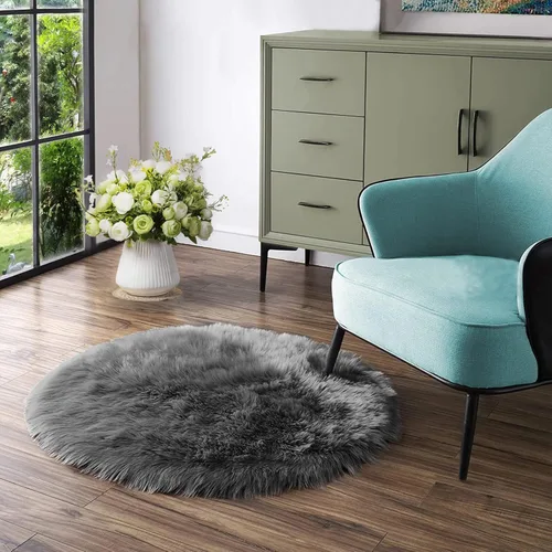 Miniatura 58 de Latepis - Tapete rectangular de piel sintética tipo lana de oveja suave, esponjosa y lavable para sala de estar, dormitorio, sala de juegos o Blanco