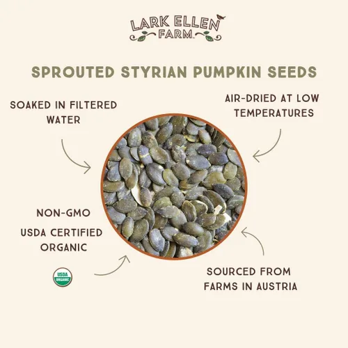 Miniatura 6 de Lark Ellen Farm Semillas de calabaza orgánicas germinadas, semillas de calabaza crudas sin sal orgánicas, pepitas, veganas, sin OMG, sin gluten