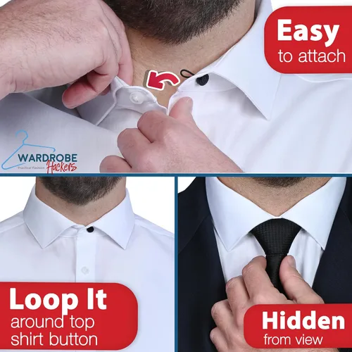 Miniatura 6 de Wardrobe Hackers Collar Extenders for Mens Shirts (Soft Elastic) Tight Neck Collar Relief - Expander Buttons for Dress Shirts