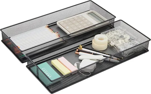 Miniatura 30 de Annova Organizador de cajones y estantes apilables de malla, cesta de almacenamiento, bandeja para suministros escolares y de oficina, juego de 2