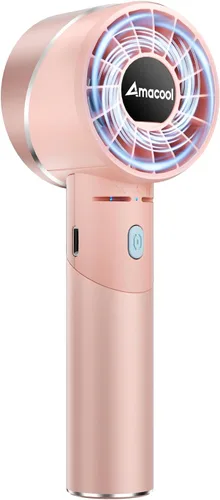 Miniatura 9 de AMACOOL Mini ventilador turbo de mano, 17 horas de funcionamiento, 4 velocidades, cuerpo de metal fresco, ventilador de mano personal recargable