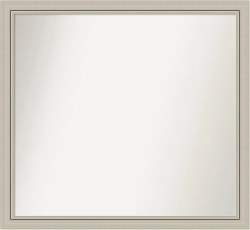 Miniatura 171 de Amanti Art Espejo de baño plateado para sobre fregadero, 23 x 23 pulgadas, espejo cuadrado plateado en ángulo, marco de madera moderno medio, se