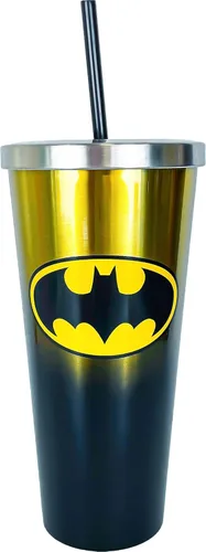 Spoontiques DC Comics - Vaso de acero inoxidable, 24 onzas, taza de viaje aislada de doble pared con pajilla, Batman