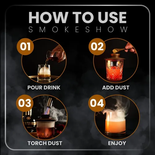 Miniatura 4 de Paquete de ahumador de cócteles Smokeshow con antorcha de cocina, seis sabores de astillas de madera, manzana, nogal, arce, mezquite, cereza y roble