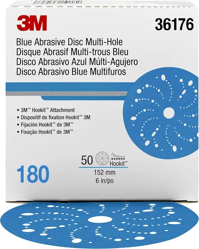 Miniatura 17 de 3M 3M-36142 Hookit disco abrasivo azul multi-agujero, 3" 80 Grado