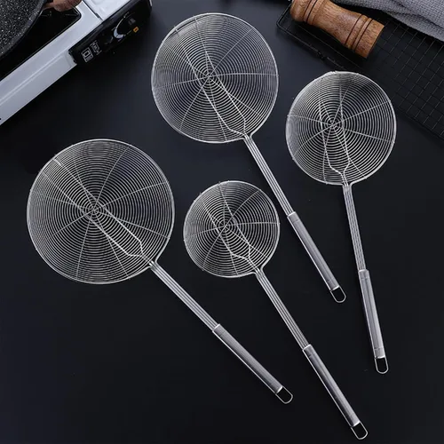 Miniatura 5 de Espumador de araña de acero inoxidable, juego de 2 cucharas coladoras de pasta de cocina profesional con mango largo