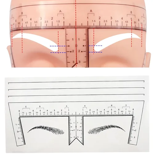 Miniatura 8 de Guapa 30pcs/pack Regla de cejas con forma de cejas desechable Microblading Ruler Pegatina Adhesiva Cejas Posicionamiento Herramienta de Medida