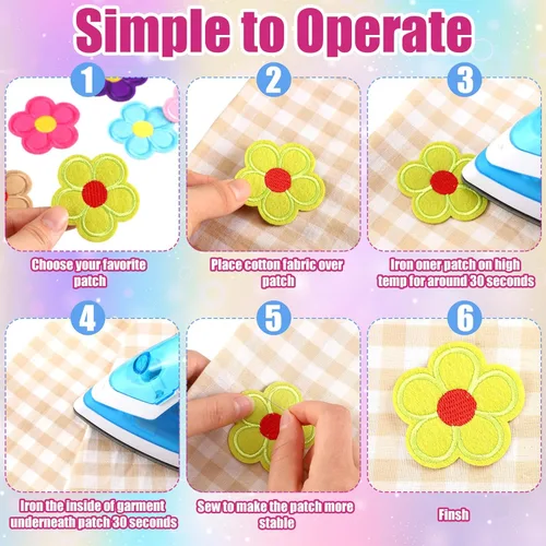 Miniatura 6 de Tigeen 60 parches de flores para planchar con bonitos parches de flores para coser en apliques bordados, parches de costura para bolsos, chaquetas