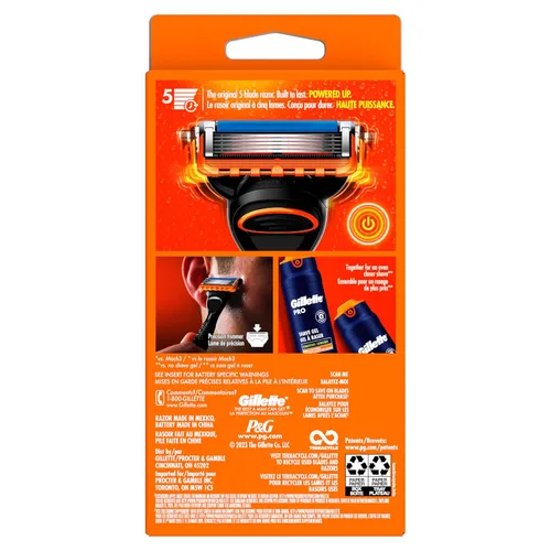 Miniatura 10 de Gillette Fusion5 Power Razor para hombres, 1 mango de maquinilla de afeitar Gillette Power + 1 repuesto de cuchilla