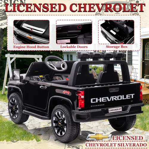 Miniatura 5 de NEWQIDA Coche eléctrico de 24 V para niños con control remoto, licencia Chevrolet Silverado HD, batería de 7ah, vehículo de juguete tipo Ride-on