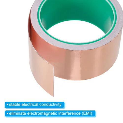 Miniatura 4 de PATIKIL Cinta de lámina de cobre de 1.97 pulgadas x 33 pies, 0.002 in de grosor, adhesivo conductor de doble cara, blindaje EMI para electrónica