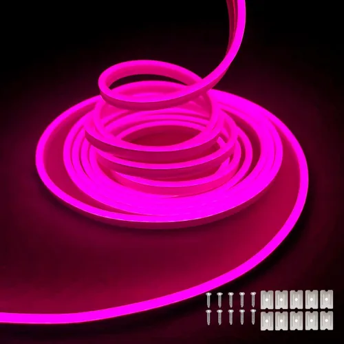 Miniatura 23 de dobestyou - Tira de luces LED de neón naranja - 16.4 pies (5 m) 12 V CC, 600 LED SMD2835, impermeable, flexible, luz de cuerda para decoración