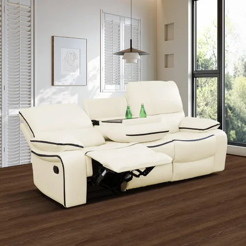 Miniatura 10 de Muebles de sala de estar, sofá reclinable de cuero, sofá reclinable manual con portavasos para casa/dormitorio/oficina/apartamento (negro/1 pieza)