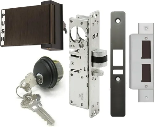 Miniatura 7 de Adams Rite Style Deadlatch - Juego de puerta de escaparate, salida con paleta de empuje, pestillo de cerrojo, con cilindro de cerradura de mortaja