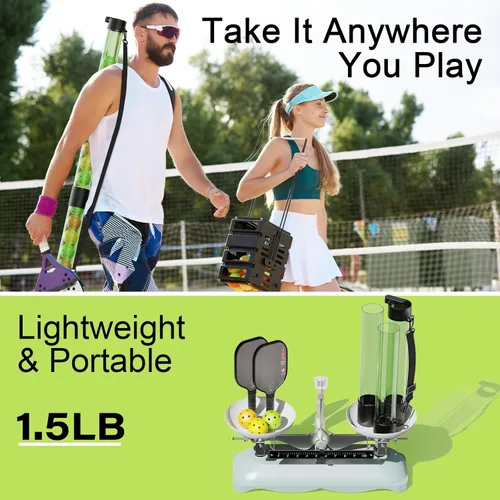 Miniatura 8 de Recuperador de bolas de pickleball de 17 bolas y soporte de bolas con correa, protector de espalda para accesorios de pickleball, rápido para Verde