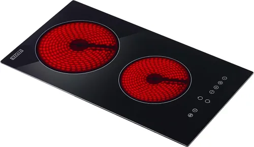 Empava Placa eléctrica de 2 quemadores, estufa radiante de 12 pulgadas con bloqueo de seguridad para niños, temporizador, protección contra