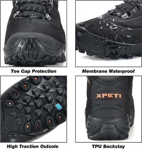 Miniatura 5 de Botas de senderismo impermeables Thermator de tiro medio para hombre, botas de senderismo para exteriores, 7