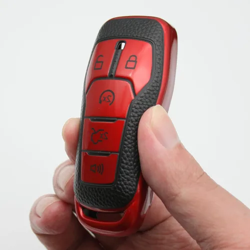 Miniatura 5 de Funda para llavero para Ford F150 Explorer Fusion Mustang Edge Lincoln MKZ MKC MKX TPU suave accesorios para automóvil inteligente (rojo)