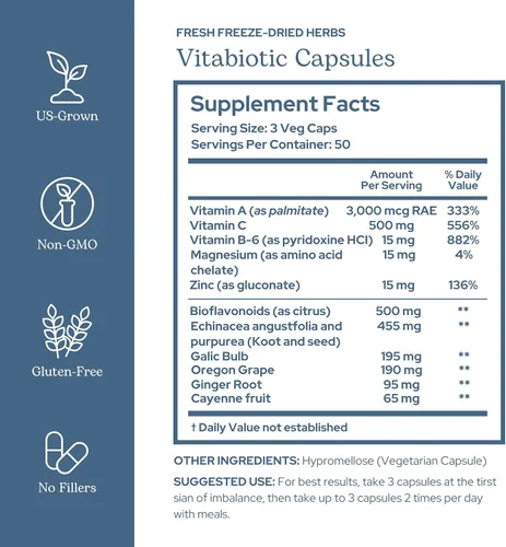 Miniatura 2 de Eclectic Institute Vitabiotic Immune Nuevo en cápsulas, 150 cápsulas vegetales sin OMG