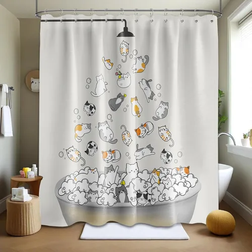 Miniatura 92 de Cortina de ducha floral para primavera y verano, flores silvestres, flores y mariposas, decoración de baño, tela impermeable con ganchos, 70