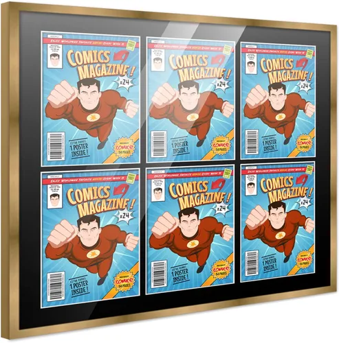 Miniatura 62 de Poster Palooza Marco de cómic con paspartú para 1 cómic de la Edad de Bronce publicado entre 1970 y 1985, marco de cómic negro para cómic de 7.25 x