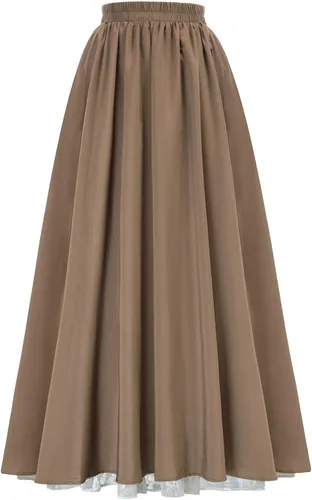 Miniatura 7 de Scarlet Darkness Falda larga maxi para mujer, falda renacentista de doble capa