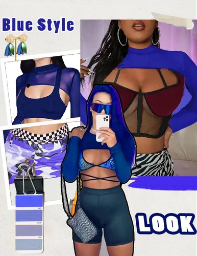Miniatura 3 de Avidlove Camiseta corta de malla para mujer, cuello alto falso, manga larga, transparente, sexy, ropa de club